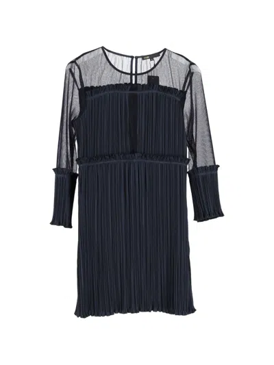 Pre-owned Maje Ritzy Pleated Mini Dress In Blue