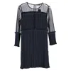 Maje Ritzy Pleated Mini Dress In Navy Blue Polyester