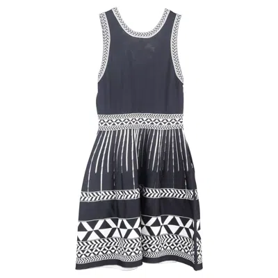 Maje Riviera Knitted Mini Dress In Black And White Polyester In Blue