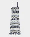 Maje Womens Zigzag-pattern Crochet Knitted Maxi Dress Bleus In Blue 3490