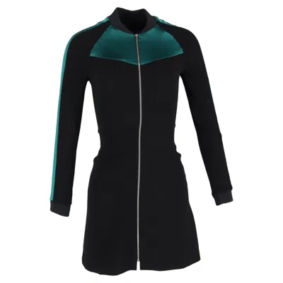 Maje Rizia Contrast-inset A-line Mini Dress In Black Acetate