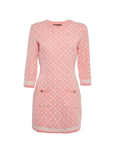 Pre-owned Maje Roadina Jacquard Knit Mini Dress In Pink