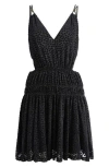 Maje Roany Polka Dot Velvet Minidress In Black