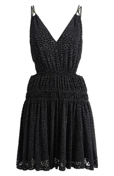 Maje Roany Polka Dot Velvet Minidress In Black