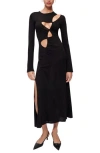 Maje Rob Cutout Detail Long Sleeve Dress In Black