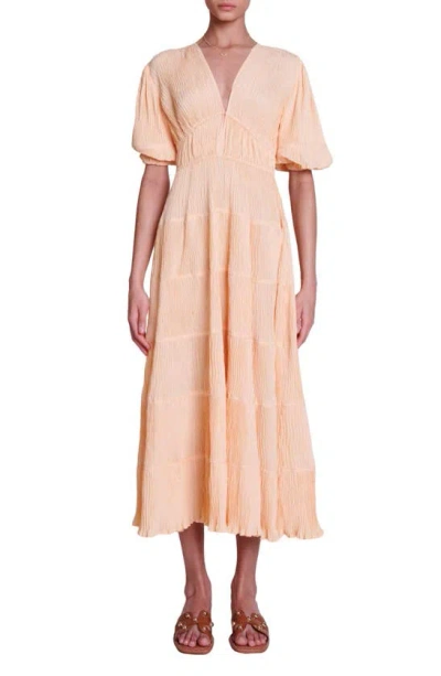 Maje Robby Lou Textured Tiered Maxi Dress In Pale Orange