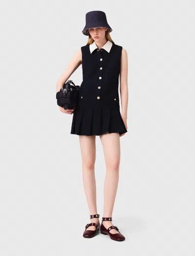 Maje Robe Courte En Tweed Et Col Amovible