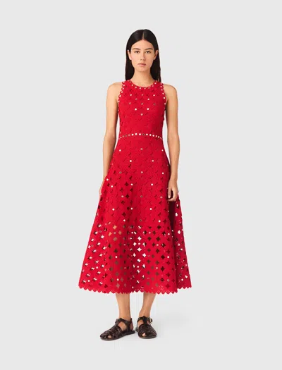 Maje Robe En Crochet Avec Miroirs In Red