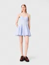 Maje Flared Cotton Mini Dress In Blue