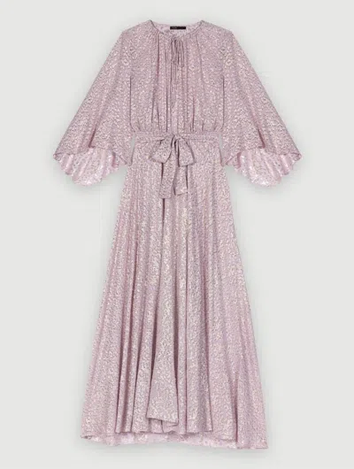 Maje Robe Longue Brillante In Pink