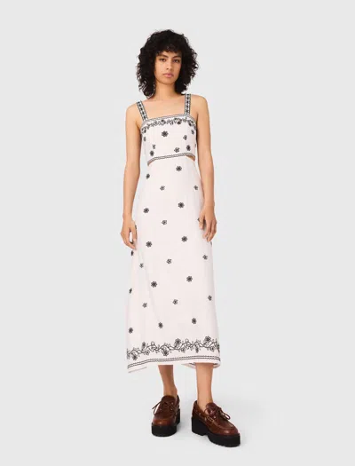 Maje Robe Longue Brodée Avec Cut-out