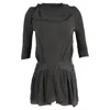 Maje Robe Mini 3/4 Sleeve Dress In Olive Silk In Green