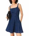 Maje Robolini Babydoll Denim Dress In Blue
