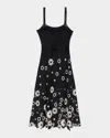 Maje Womens Bicolore Sleeveless Floral-pattern Cotton-crochet Midi Dress In Multi