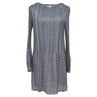 Maje Rockilane Geometric-print Crepe Mini Dress In Blue Polyester