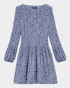 Maje Patterned Pleated Dress In Blue Bandana Print