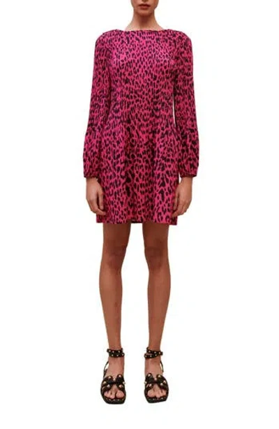 Maje Rockinela Long Sleeve Minidress In Pink