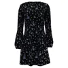 Maje Rockineta Floral Print Long Sleeve Dress In Black Polyester In Black