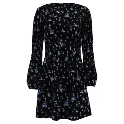 Maje Rockineta Floral Print Long Sleeve Dress In Black Polyester