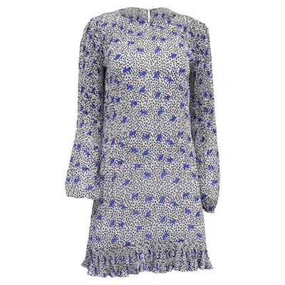 Maje Rockya Pleated Floral Printed Dress In Blue Polyester