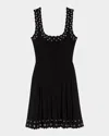 Maje Roeillety Grommet-trim Mini Dress In Black