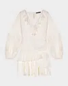 Maje Roilela Embroidered Ruffle Mini Dress In Ecru