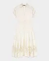 Maje Embroidered Ruffled Maxi Dress In Ecru