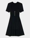 Maje Rib Knit Short Dress In Black