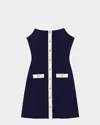 Maje Rollsy Ribbed Mini Dress In Navy