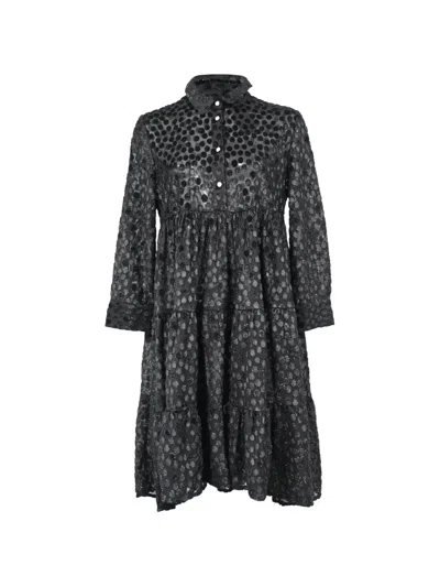 Pre-owned Maje Rolly Tiered Dress In Black