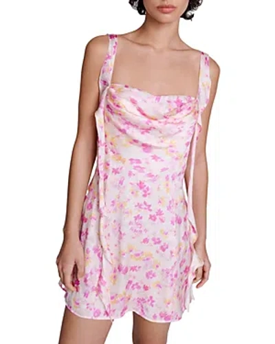 Maje Romantik Sleeveless Mini Dress In Print Sunny Flower Pink