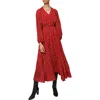 Maje Rombe Printed V-neck Midi Dress In Red
