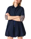 Maje Robe Boule Manches Courtes En Coton In Blue