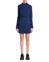 Maje Roquette Layered Knit Mini Dress In Navy