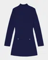 Maje Roquette Layered Knit Mini Dress In Navy