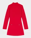 Maje Roquette Layered Knit Mini Dress In Red