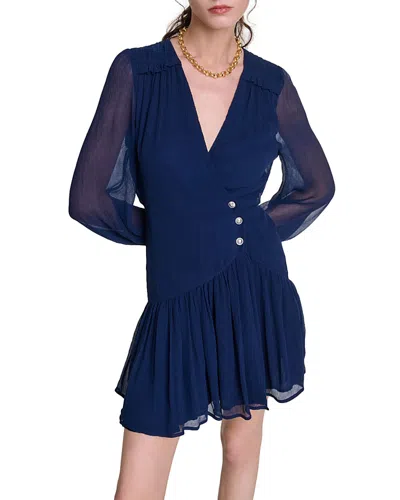 Maje Rory Ruffled Mini Dress In Navy