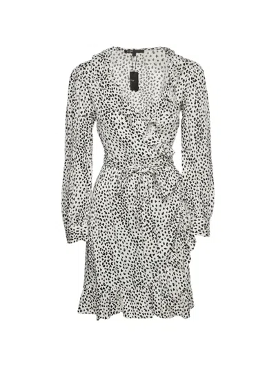 Pre-owned Maje Rosana Animal-print Mini Dress In White
