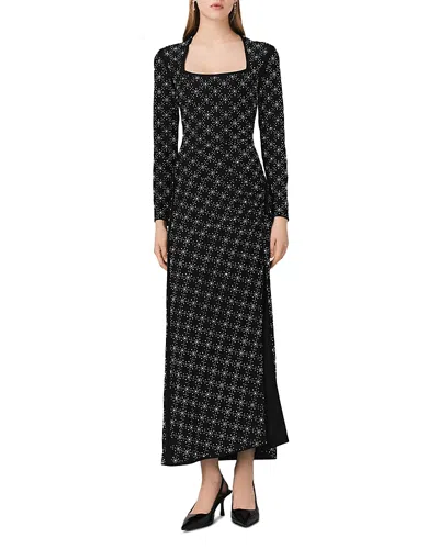 MAJE ROSEPERLA RHINESTONE & PEARL MAXI DRESS