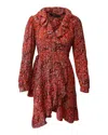 Maje Rosetto Leopard Wrap Dress In Red Viscose In Red
