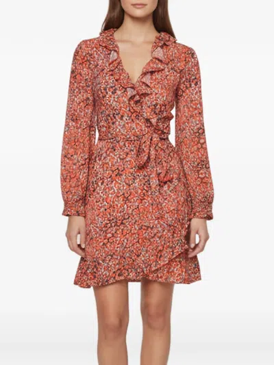 Pre-owned Maje Rosetto Wrap Mini Dress In Red