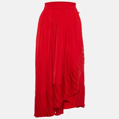 Pre-owned Maje Rouge Sateen Jonette Faux Wrap Midi Skirt M