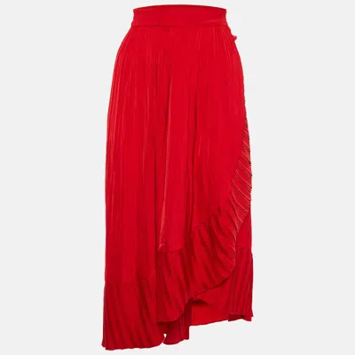 Maje Rouge Sateen Jonette Faux Wrap Midi Skirt In Red