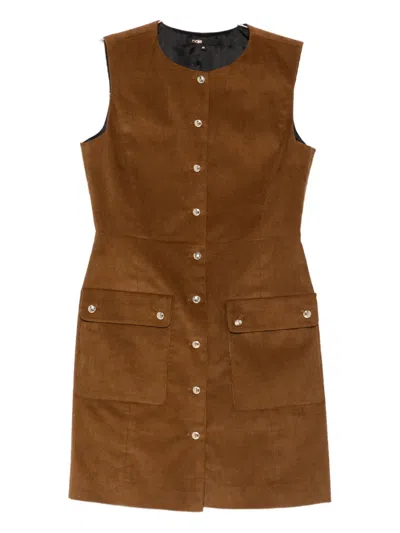 Maje Round-neck Sleeveless Dress In Brown