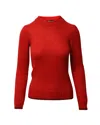 Maje Roundneck Knit Sweater In Red Wool Mohair In Red