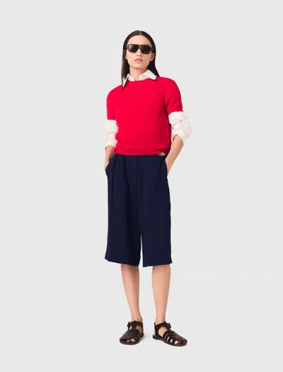 Maje Round-neck Sweater In Red