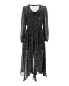 Maje Route Gathered Metallic Georgette Midi Dress In Black Polyester In Black