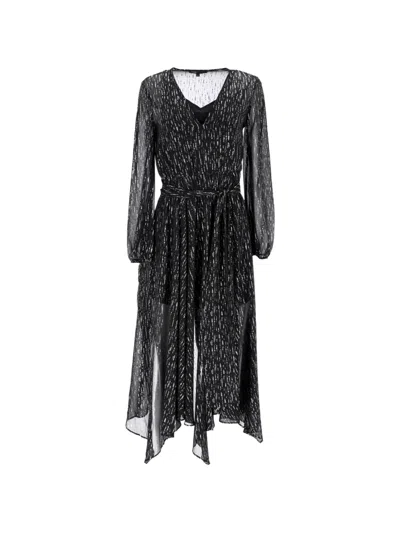 Pre-owned Maje Route Gathered Midi Dress In Black