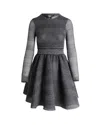 Maje Royale Striped Knitted Dress In Grey Polyester In Black