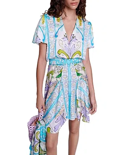 Maje Rozaique Printed Dress In Blue